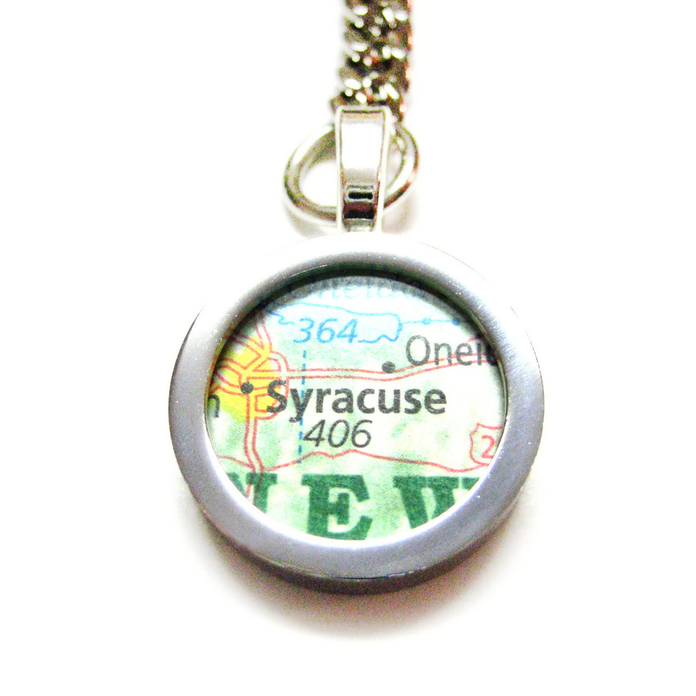 Syracuse New York Map Pendant Keychain